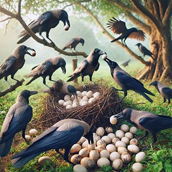 What Do Crows Like To Eat? - 10 Untold Crow Foods 3 crows eat bird eggs