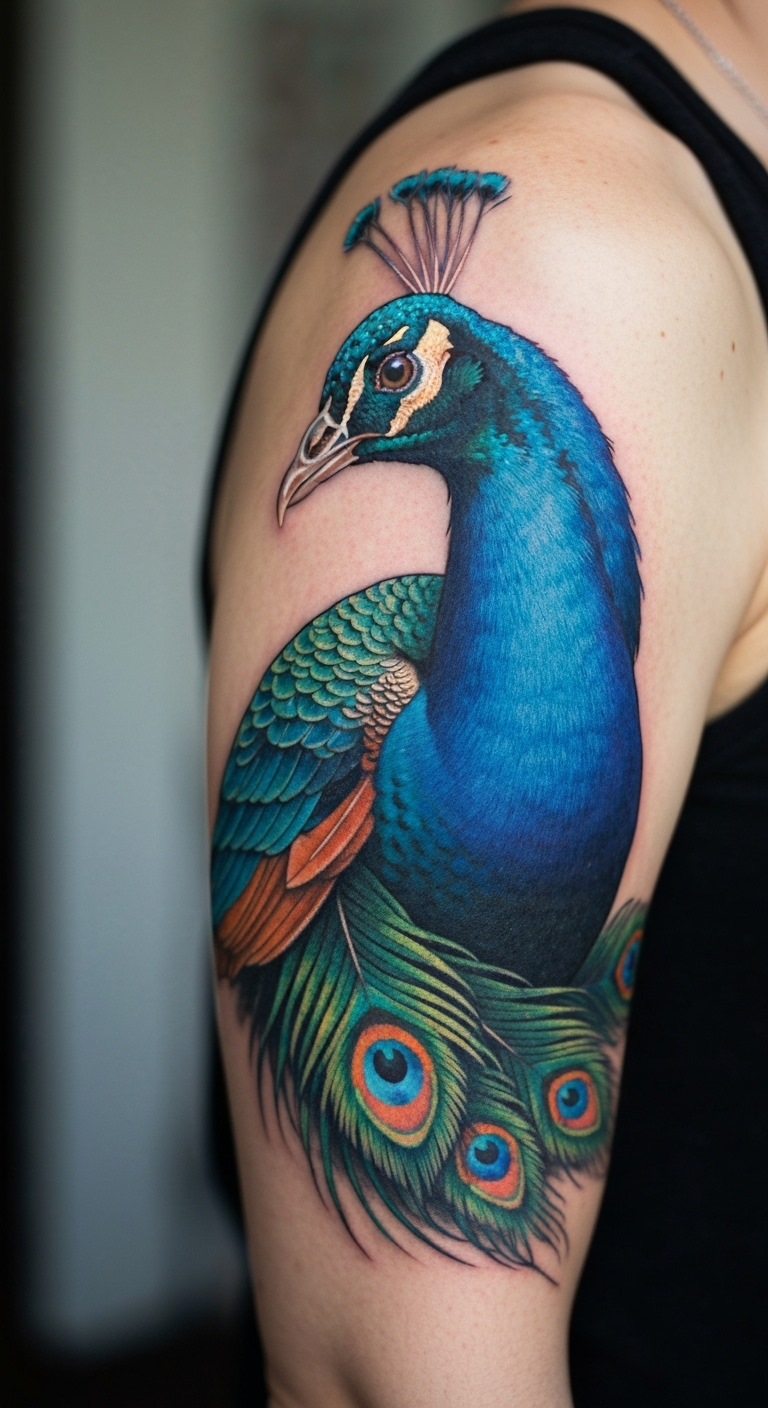 detailed bird tattoo on arm